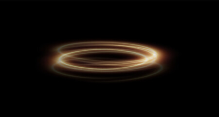 Festive glitter frame, circle, ring png. Festive circle, ring, frame, for cards, invitations, banners, advertisements. Neon frame, set of geometric frames. Vector png background with gold glowing line