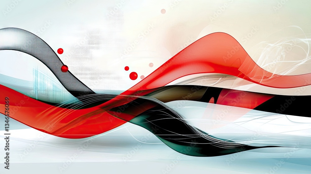 Aufkleber modern abstract background with dynamic red and white flowing lines, sleek technology-inspired compo