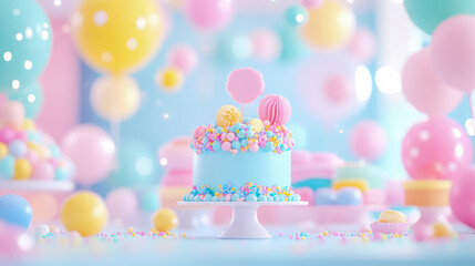 Celebration themed sweet table for party, a confection masterpiece design for birthdays and joyful events