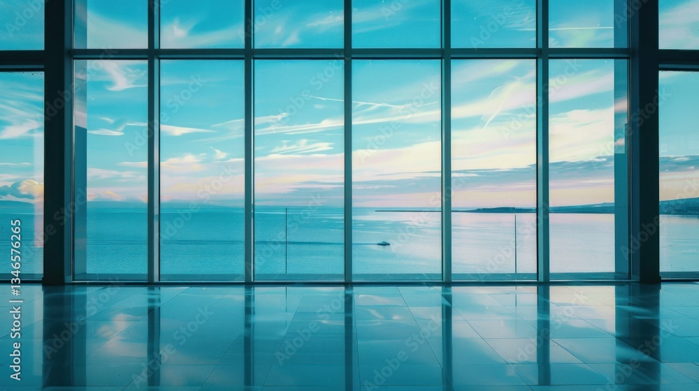 Poster modern window frame with a clear view.