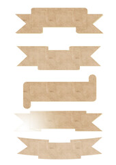 Old paper aesthetic scrolls. Clip art vintage ribbons, antique pastel parchment manuscript rolled up. Scroll aged appearance with uneven edges.