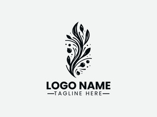 Obraz premium Willow Branch Water Drop Logo DesignWillow and Water Logo