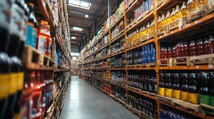 Naklejka premium Warehouse Aisle Full of Products