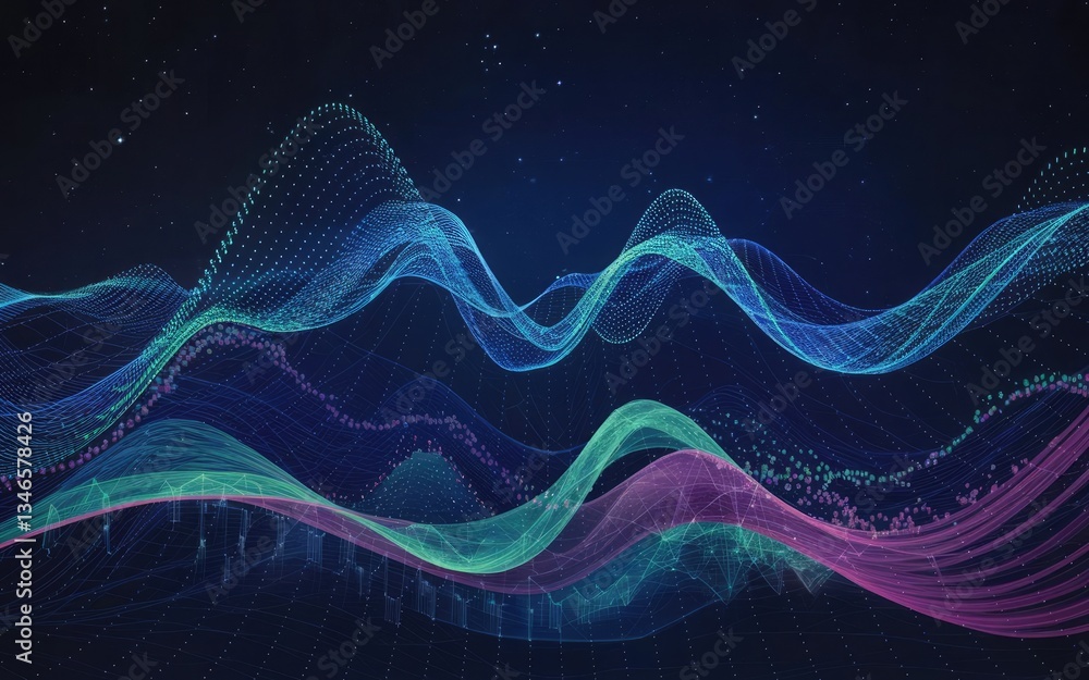 Poster digital sound waves: a visually captivating digital representation of sound waves.