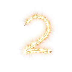 A vibrant glowing depiction of the number two
