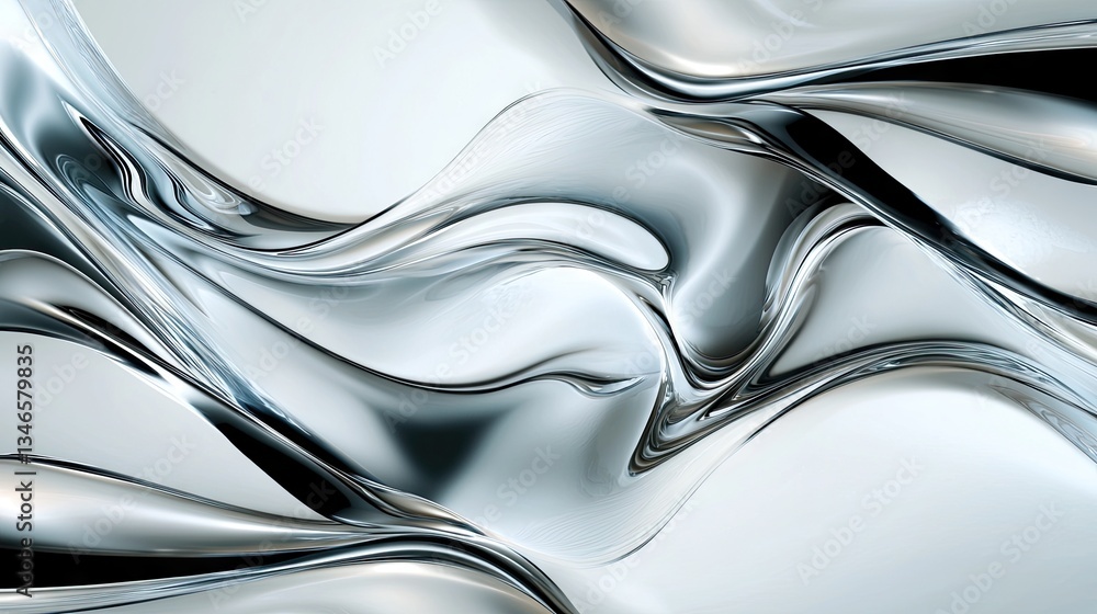 Aufkleber smooth flowing wave textures in light gray and white, abstract background with soft movement and sub