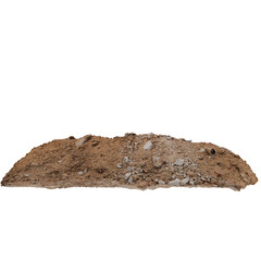 Brown dirt pile on plain background