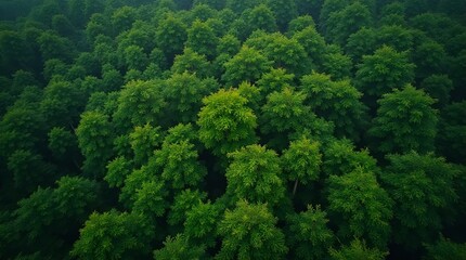 Dense Lush Green Forest Canopy Aerial View