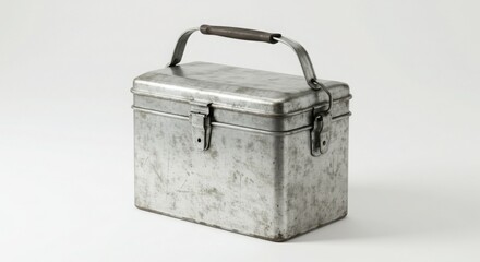 Vintage Metal Lunch Box, Retro Tin Container for Food Storage - Antique Grey Metallic Box