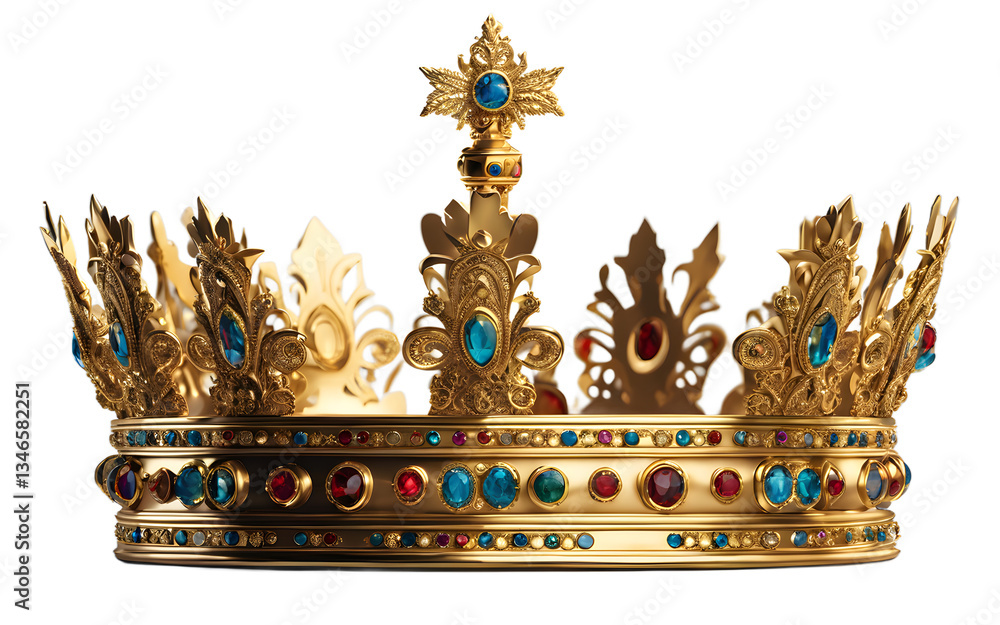 Poster the crown of charlemagne, symbol of medieval european monarchy, isolated on a empty plain background