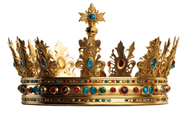 The Crown of Charlemagne, symbol of medieval European monarchy, isolated on a empty plain background