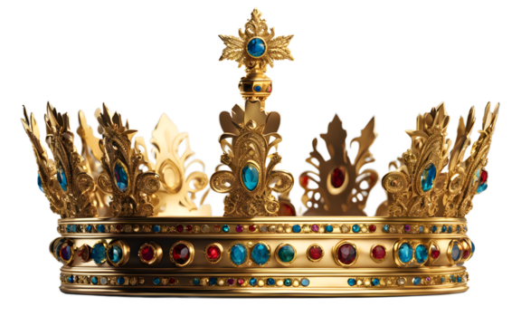 The Crown of Charlemagne, symbol of medieval European monarchy, isolated on a empty plain background