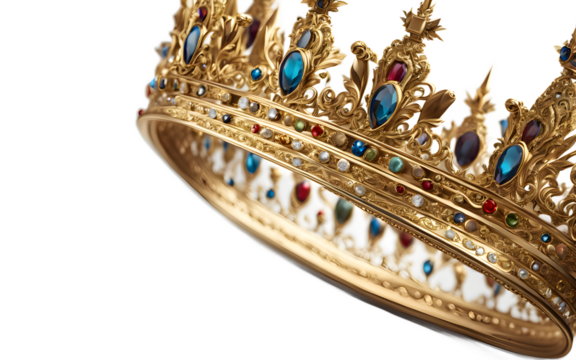The Crown of Charlemagne, symbol of medieval European monarchy, isolated on a empty plain background