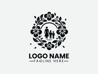 Peach Blossom Life Cycle Family Logo Design, Family Silhouette Peach Flower