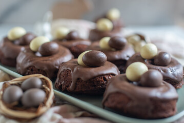 sweet home made chocolate easter donuts