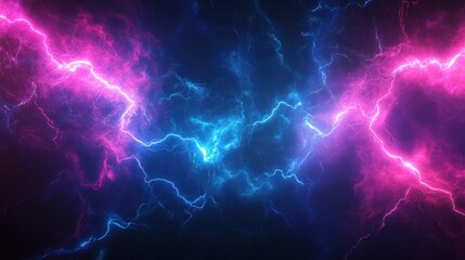 Obraz premium Electric storm with gradient transitioning from dark gray to pink and blue creating a dramatic and surreal atmosphere