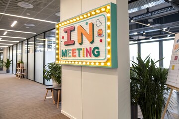 In Meeting Sign at Modern Office Space
