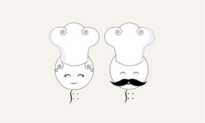 minimalist chef characters with hats vector illustration