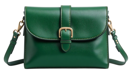 Stylish green leather pouch with buckle clasp