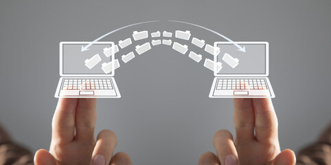 Notebooks file transfer. Concept of information exchange