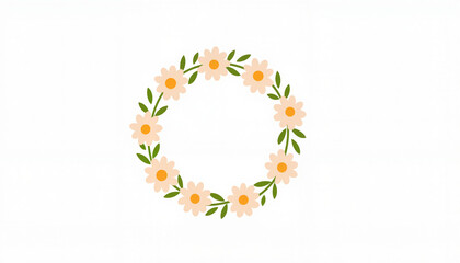 Daisy chain illustration with soft colors on white background, minimalism