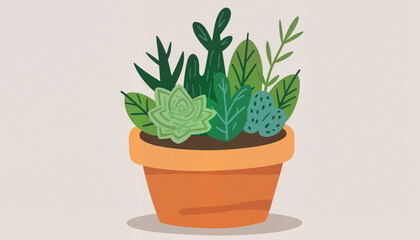 Fototapeta premium Charming succulent garden in ceramic pot, vibrant home decor