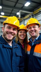 A group of workers in orange hard hats take a selfie during a work anniversary celebration