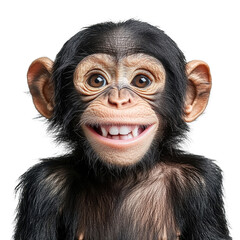 Naklejka premium Close up portrait of a smiling monkey isolated on white background