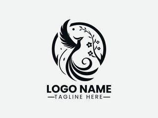 Dragon Phoenix Kite Peach Blossom Tail Logo Design, Phoenix Dragon Kite Logo