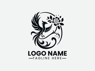 Dragon Phoenix Kite Peach Blossom Tail Logo Design, Phoenix Dragon Kite Logo