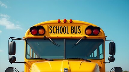 Iconic Yellow School Bus Front View Safe Student Transportation Image