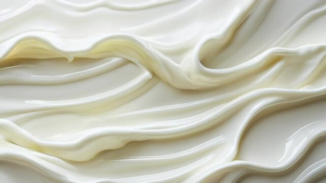 Creamy Swirls: A close-up shot of a delicate, swirled texture of a smooth, glossy white substance evoking purity and luxury