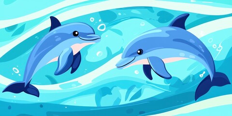 Obraz premium Graceful Dolphins in Motion Banner