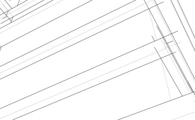 Modern Architectural Linear Wireframe 3d Sketch