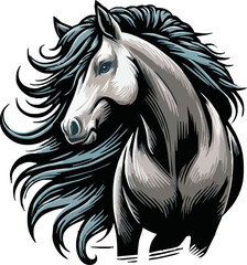 horse vector. colorful isolated illustration of horse. For decoration, coloring book, design, prints, posters, postcards, stickers, tattoo, t-shirt