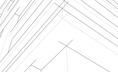 Modern Architectural Linear Wireframe 3d Sketch