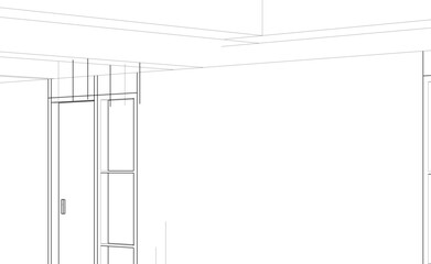 Modern Architectural Linear Wireframe 3d Sketch