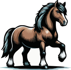 horse vector. colorful isolated illustration of horse. For decoration, coloring book, design, prints, posters, postcards, stickers, tattoo, t-shirt