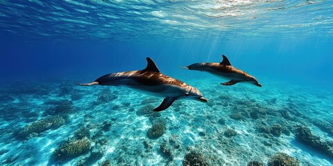 Obraz premium Graceful Dolphins in Motion Banner