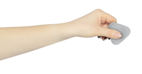 mediator for disassembling phones and laptops in hand, outstretched hand with mediator isolated from background