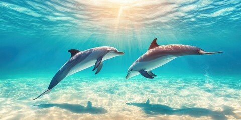Fototapeta premium Graceful Dolphins in Motion Banner