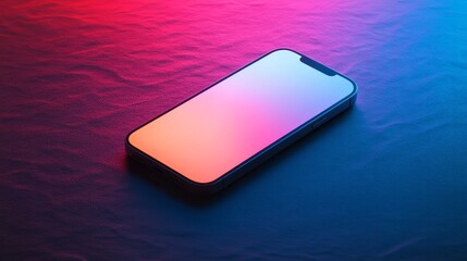 Phone screen shows gradient color on illuminated textured surface