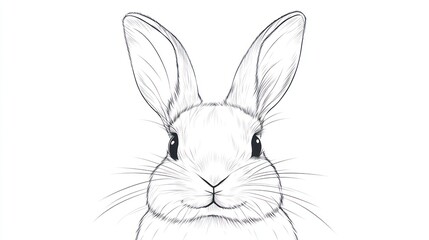 Fototapeta premium Simple Line Art Drawing of a Rabbit's Face