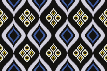 Tribal Ikat Seamless Pattern On Black Background