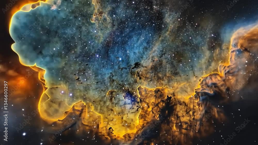 Poster stunning galactic nebula displaying vibrant colors and intricate patterns in deep space, cosmic imag