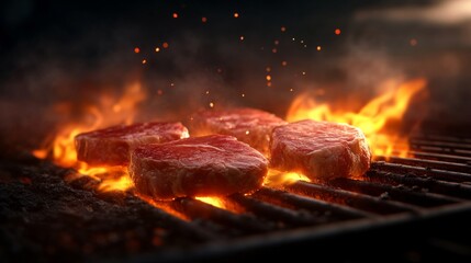 Juicy steaks grilling over open flames for a perfect cookout