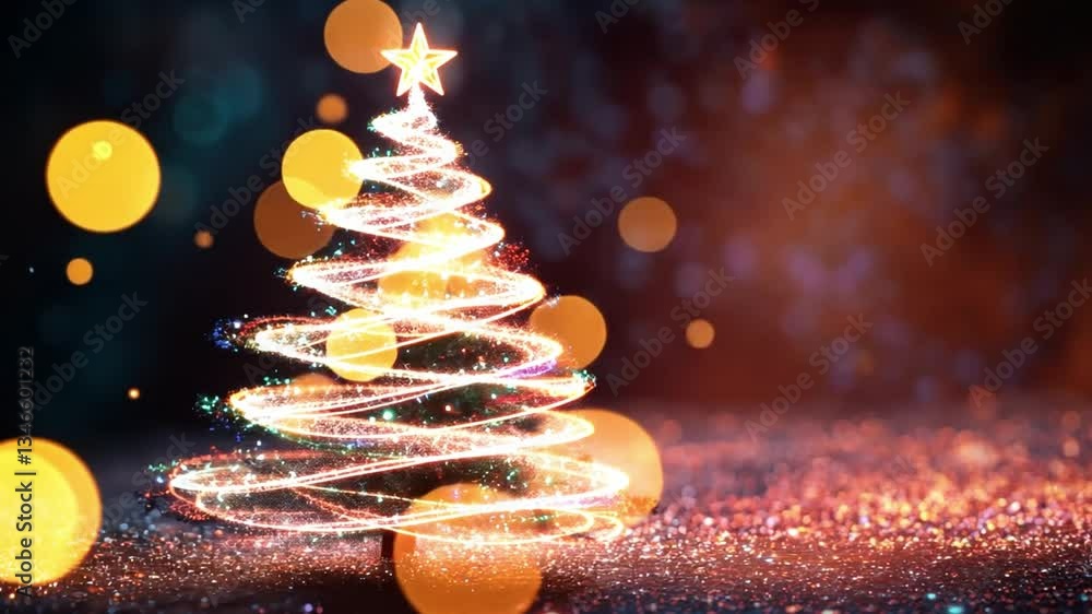 Aufkleber vibrant christmas tree with glittering lights and colorful bokeh background creating a festive and m