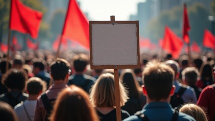 International Workers' Day Rally in a Public Square. Powerful and United Labor Day Scene