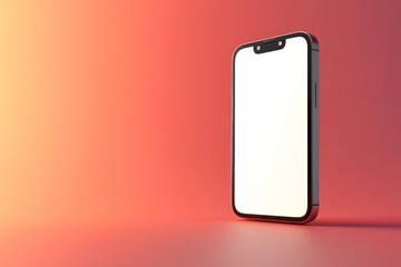 Isolated smartphone with blank screen on a gradient background