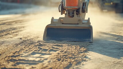A tamper being used to compact sand and soil for a firm ground base